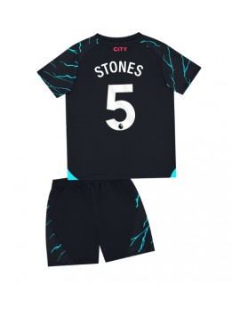 Manchester City John Stones #5 Dječji Rezervni Dres kompleti 2023-24 Kratak Rukavima (+ kratke hlače)